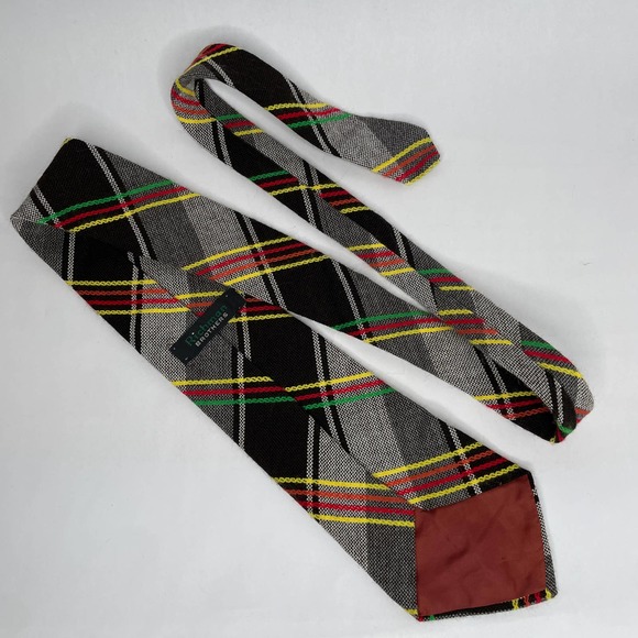Vintage Richman Brothers Tie Tartan Striped Brown Grandpa Preppy Goblincore - Picture 2 of 6